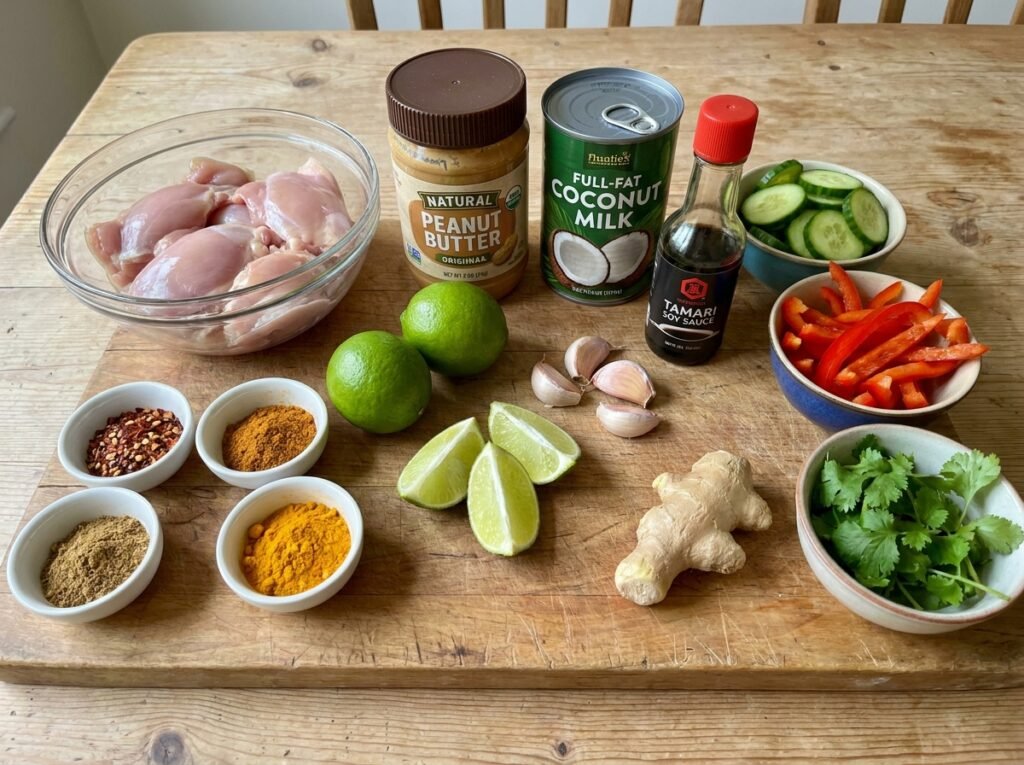 Chicken satay ingredients on table 202604301317