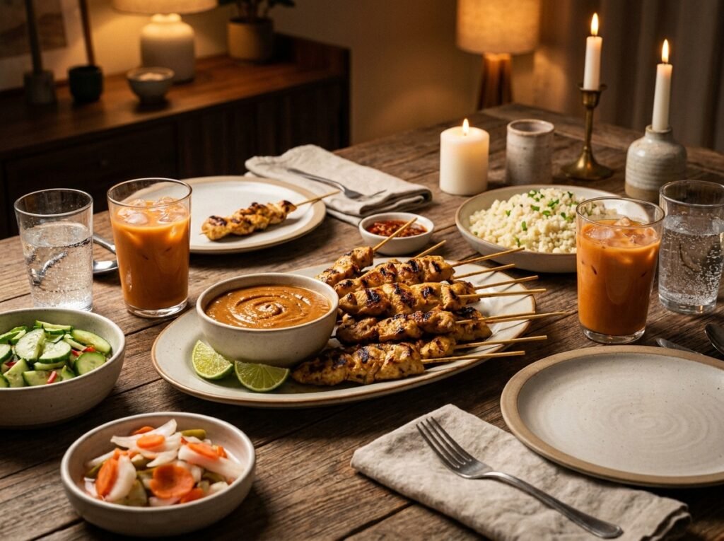 Chicken satay with peanut sauce 202604301317