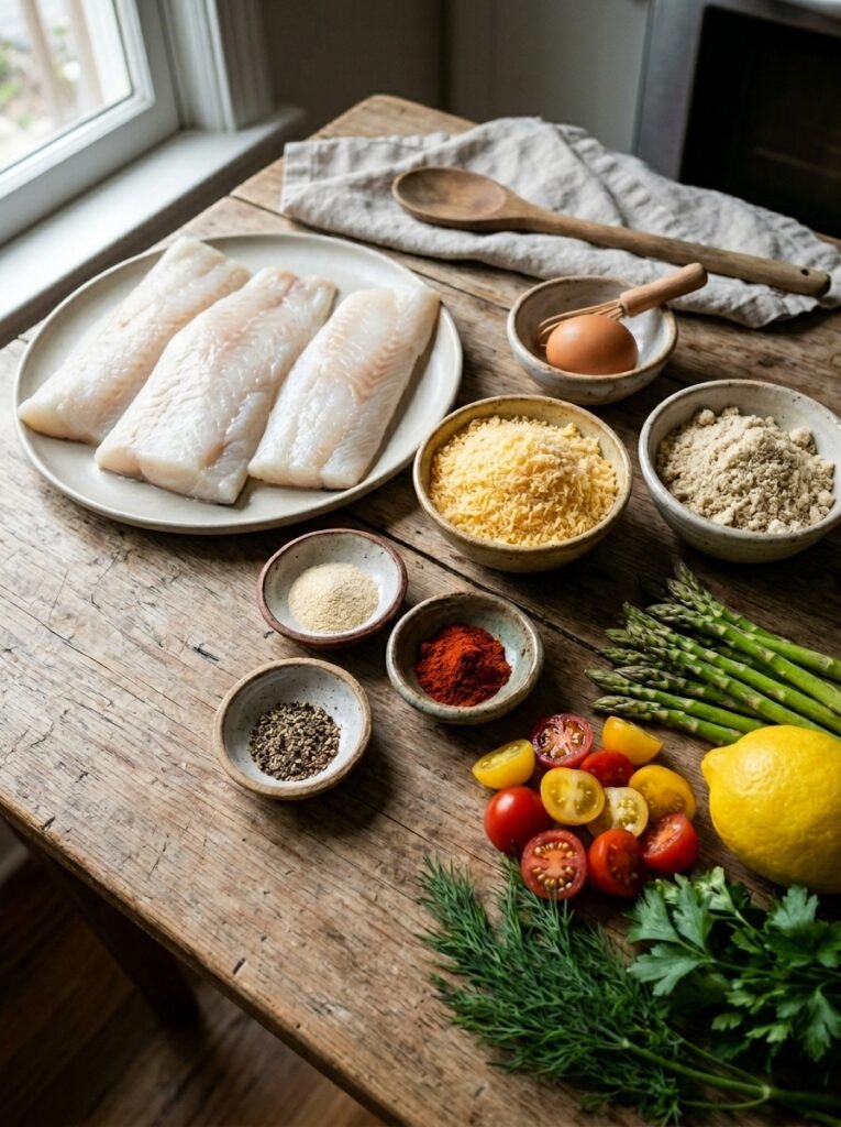 Halibut ingredients arranged 202604231337