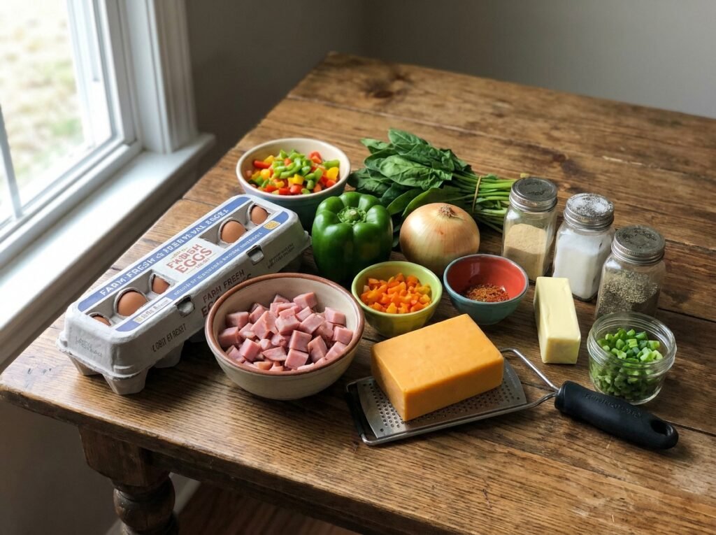 Ingredients for keto breakfast bake 202604301239