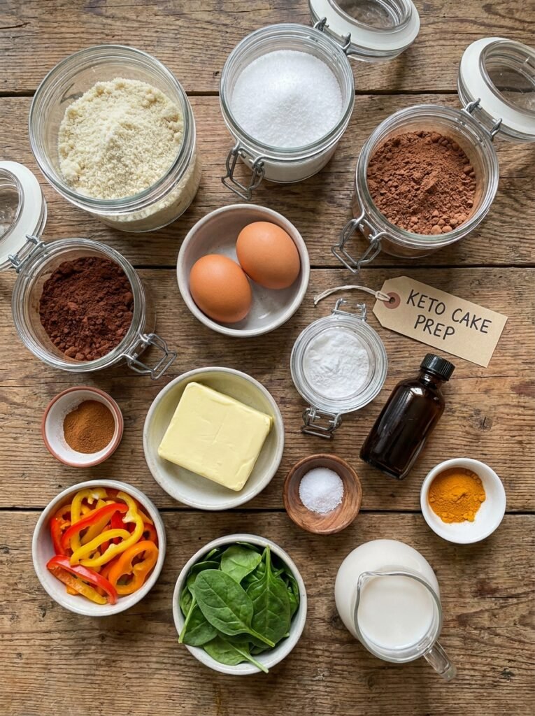 Ingredients for keto chocolate cake 202605011208