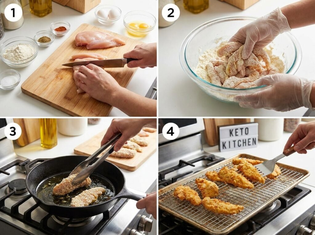 Keto Chicken Strips cooking process 202604301323