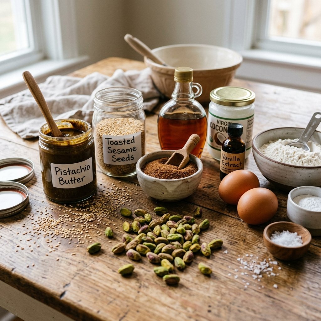 Sesame and Pistachio Butter Cookies recipe