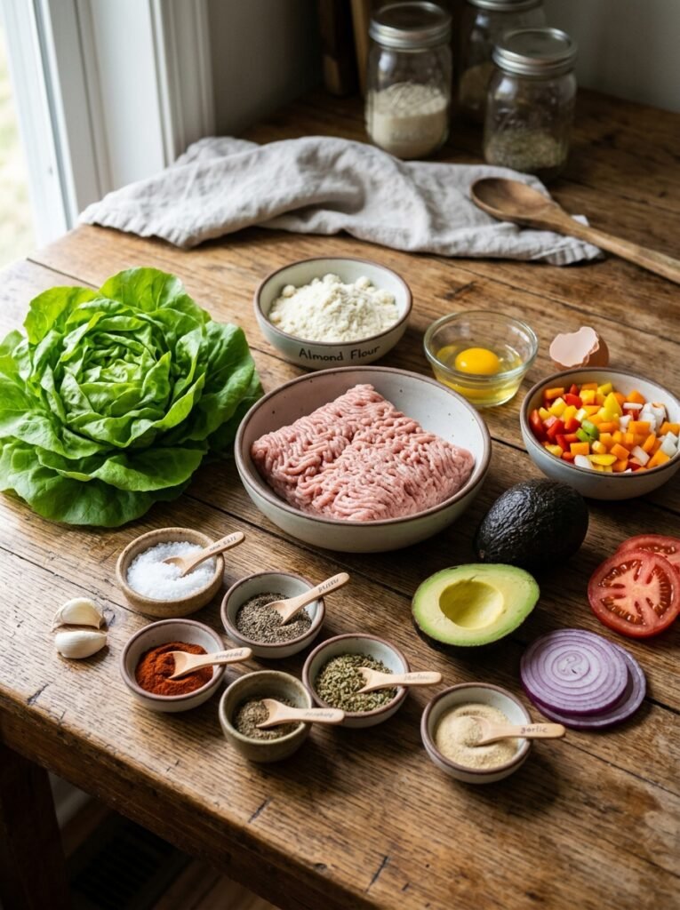 Ingredients for keto turkey burger 202605051221