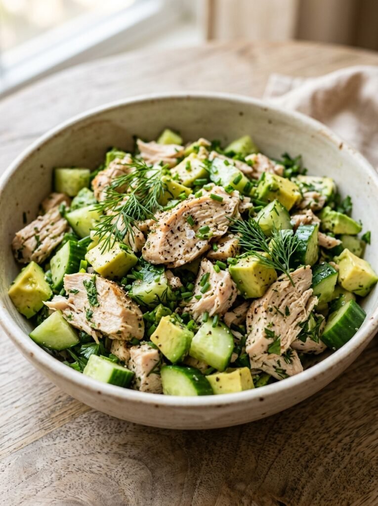Keto chicken cucumber avocado salad 202605012331