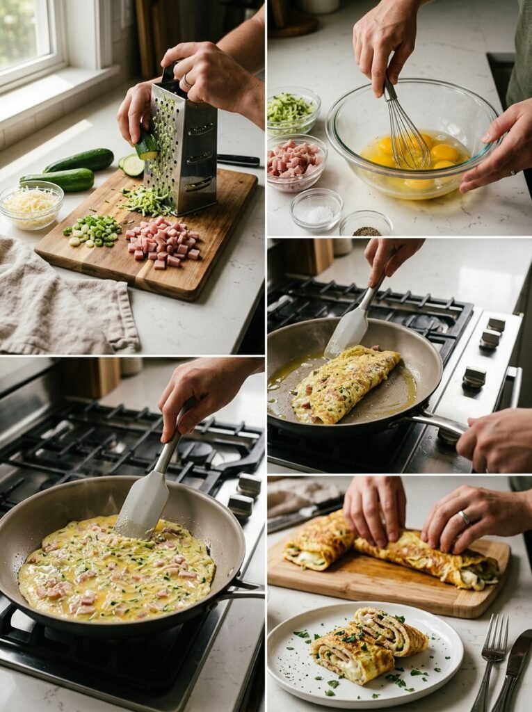 Keto ham zucchini rollups cooking 202605051239