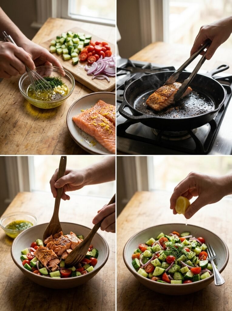 Keto salmon salad cooking process 202605012300