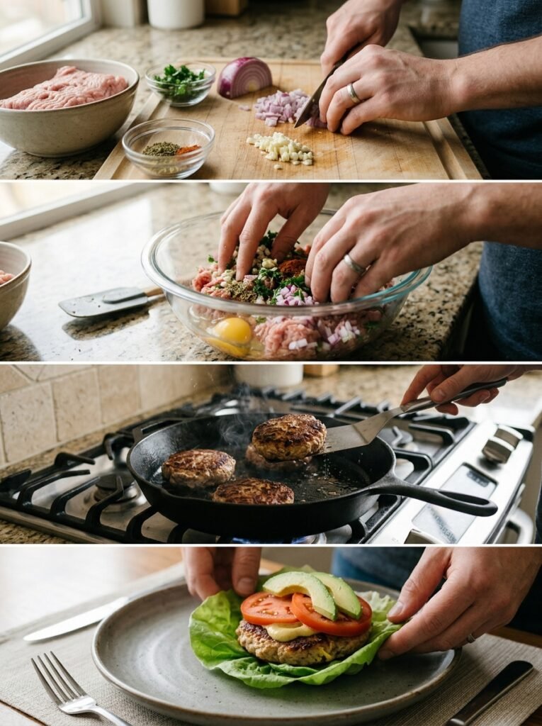 Keto turkey burger cooking process 202605051221