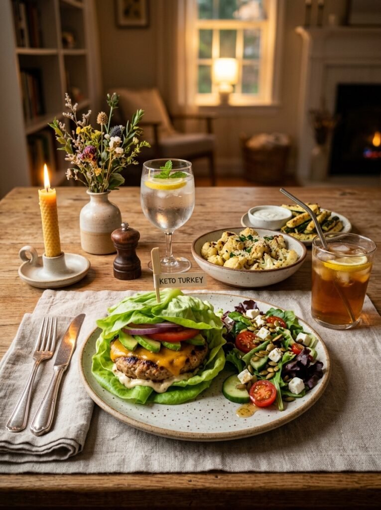 Keto turkey burger dinner setup 202605051222 1