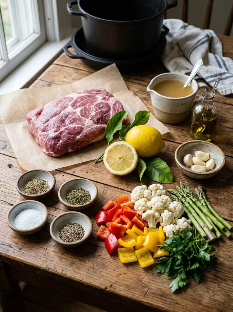 Pork roast ingredients on table 202605051244