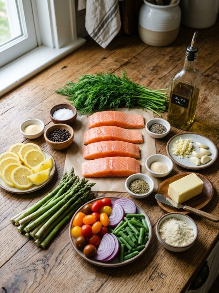 Salmon ingredients arranged on t… 202605012326