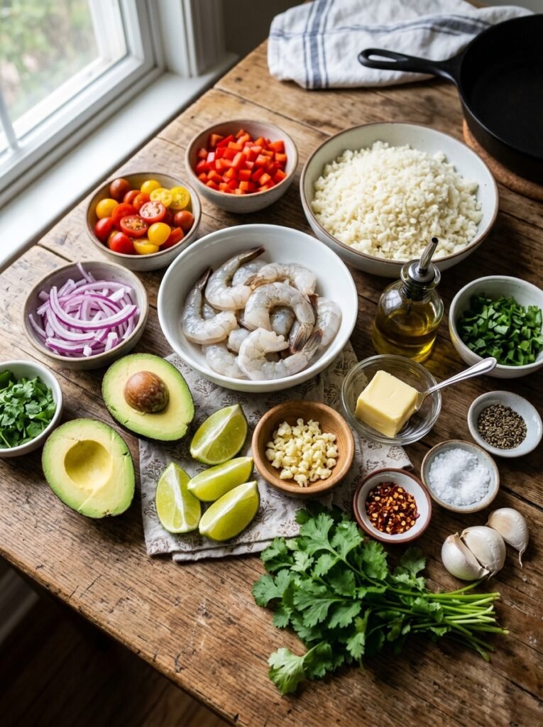 Shrimp bowl ingredients arranged… 202605051248